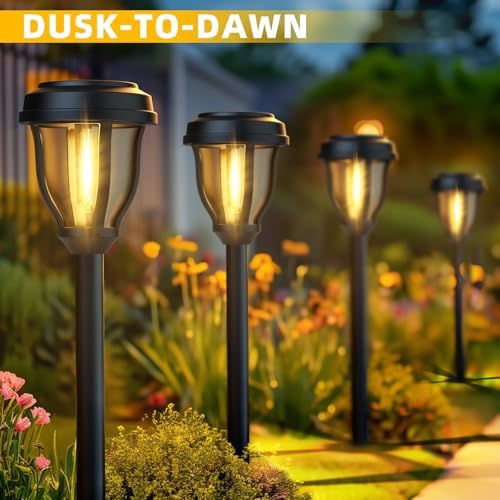 DERAYSION Solar Lights Outdoor, LED Solar Pathway Lights Garden Lights - Image 2