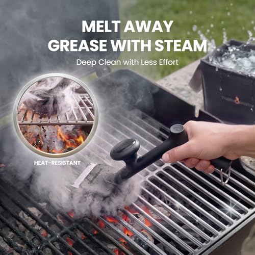 ThermoMaven BBQ Grill Brush Bristle Free - 17" Safe Steam Grill Cleaner Brush with Scraper and 5 Brush Heads for Porcelain/Gas/Charcoal Grill Outdoor Grill Barbecue Cleaner - Image 2