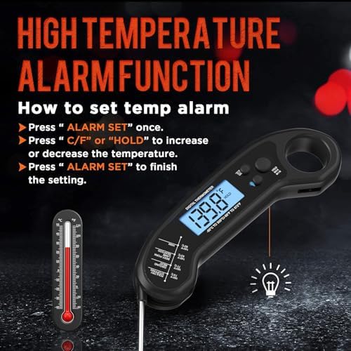 Meat Thermometer Digital, Instant Read Meat ThermometerI for Grill and Cooking, Waterproof Food Thermometer for Kitchen and Outside, BBQ, Turkey, Candy, Liquids, Beef - Image 4
