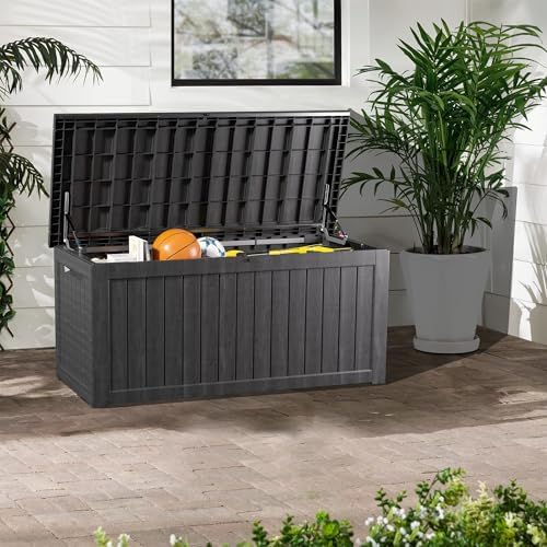 Outdoor Storage Box, 200 Gallon Waterproof Deck Box, Premium Hydraulic Cushion Storage Chest, High-Load Lockable Two-Seater Patio Storage Bench, Large Country Estate, Black - Image 5