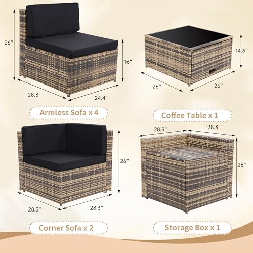 KROFEM 8 Piece Patio Furniture Set, Outdoor Modular Conversation Set - Image 6