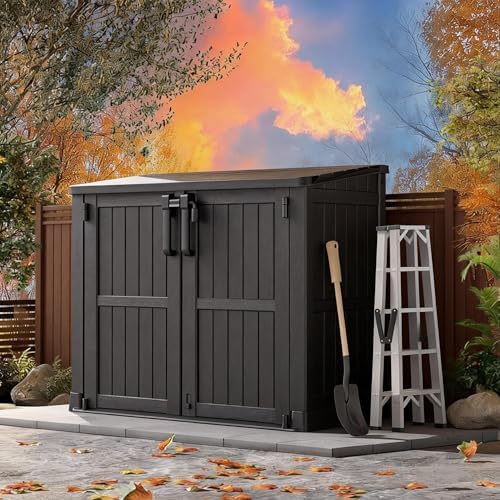 Outdoor Horizontal Storage Shed 36 Cu Ft with Lockable Doors, Waterproof Storage Box for Backyards, Portable Outdoor Storage Cabinet Easy to Assemble by Unknown
