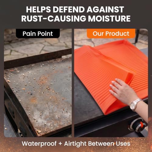 Silicone Griddle Cover Mat for Blackstone 36in, Raised-Edge Orange - Image 3