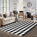 IOHOUZE 5x7 Buffalo Plaid Area Rug, Washable Indoor Outdoor, Black White by iOhouze