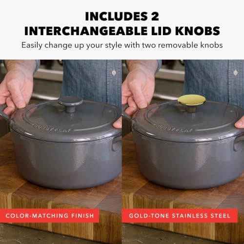 GreenPan x Bobby Flay 5.5QT Enameled Cast Iron Dutch Oven With Lid, Slate - Image 2
