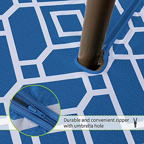 LUSHVIDA Moroccan Outdoor Tablecloth with Umbrella Hole, 60x102 Inch Blue - Image 5