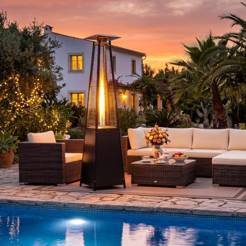 Tangkula 45000 BTU Pyramid Patio Heater with Wheels & Zippered Cover - Image 4
