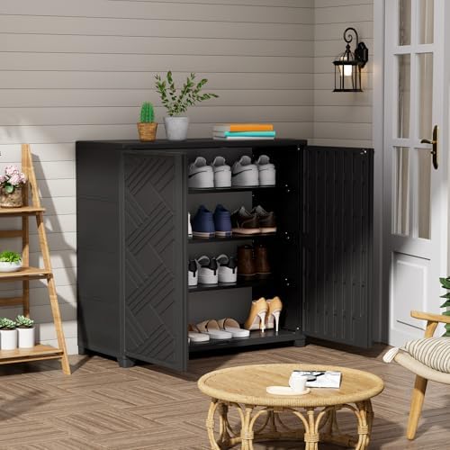 ZZM Indoor/Outdoor Storage Cabinet Waterproof, 34"x15"x34" Plastic Outdoor Storage Box for Garden Balcony Bathroom, All Weather Outdoor Storage Clearance, DIY Usage, with No Shelf (Black) - Image 6
