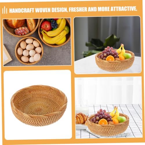 Rattan Woven Bread Basket, Vintage Khaki Picnic Organizer for Snacks - Image 5