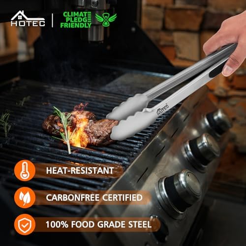 Hotec Tongs for Cooking Stainless Steel Kitchen Tongs Set of 3-7“, 9" & 12" - Image 3