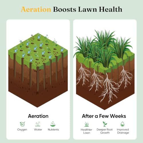 Grenebo Lawn Aerator Manual Aerator Lawn Tool with 16 Spikes, Black - Image 4