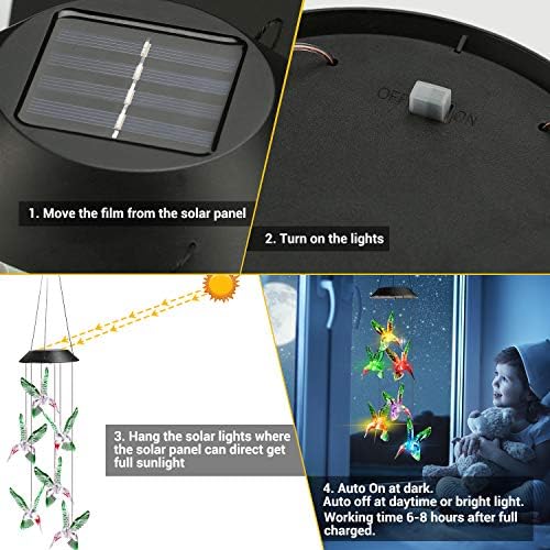Toodour Solar Wind Chime, Color Changing Wind Chimes Hummingbird - Image 3