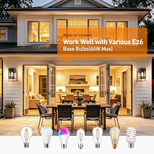 2 Packs Dusk to Dawn Outdoor Wall Lighting 9.76'', Black - Image 5