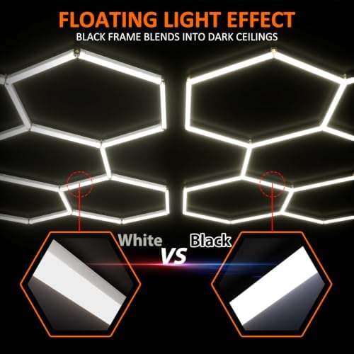 Black Hexagon Garage Lights 5 Hex, 6500K 20160 LM Super Bright Honeycomb LED Garage Ceiling Lights, Premium Car Detailing Lighting for Garage, Workshop, Gym, Barber Shop, Basement - Image 2