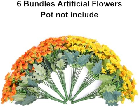 Daisy Artificial Flowers for Outdoors Summer Fall Decoration, 6 Bundles Fake Mums Silk Flowers for Outside Look Real UV Resistant Fake Plants Faux Flowers for Planter Front Door Home Indoor Porch, Mix - Image 5