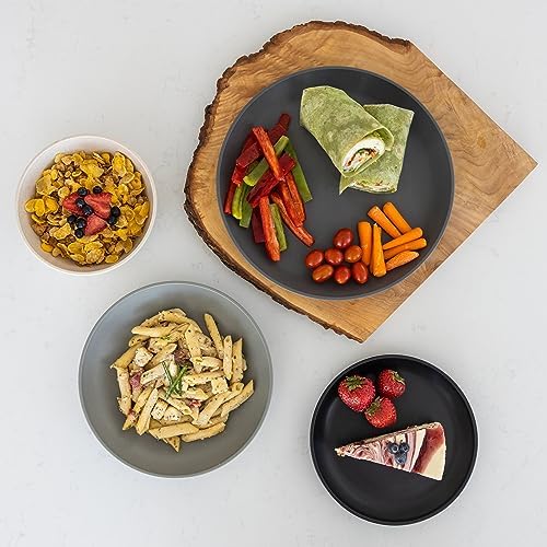 Grow Forward 16-piece Premium Wheat Straw Dinnerware Sets for 4 - Unbreakable Dishwasher & Microwave Safe Plastic Plates and Bowls Sets - Patio, Outdoors, RV, Camping Dishes - Moonlight - Image 5