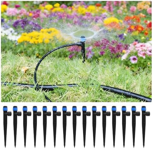 1/4 Inch Adjustable Drip Irrigation Emitters, Push-in 360° Drip Emitters for 1/4" Tubing, Adjustable Flow Watering Drippers for Garden & Greenhouse, 18 Pack - Image 2