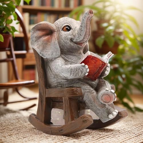 FOXMIS Garden Statues Elephant Outdoor Decor Lights, Lucky Miniature Elephant Statue Solar Garden Decor for Patio,Porch,Home Yard Decor Elephant Gifts for Mom,Women, 2.04"x3.34"x3.93" by FOXMIS