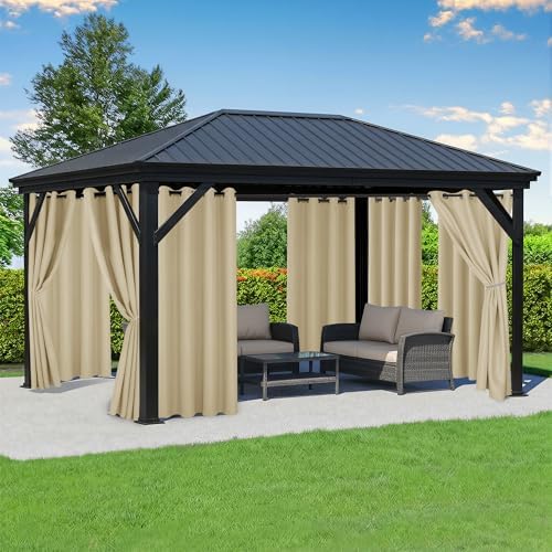 Outdoor Curtains for Patio Waterproof, 8 Drape Panels, Sun Shades by RichSets