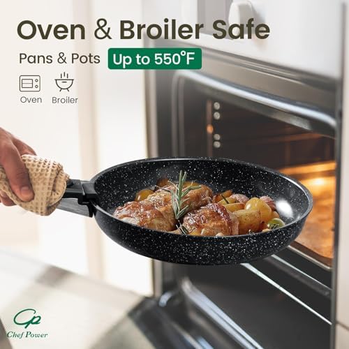 Chef Power Ceramic Cookware Set, 19 PCS Detachable Non Stick Pots and Pans - Image 6