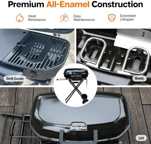 Brand-Man Portable Grill, Propane Gas Camping Grill & Cast Iron Griddle - Image 3