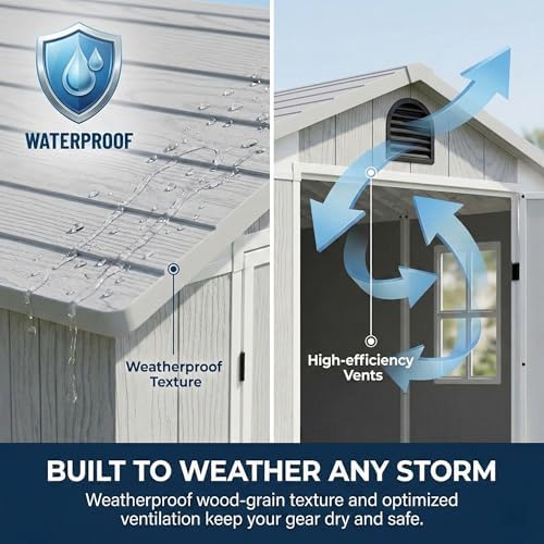 Devoko 4×6 FT Resin Storage Sheds with Floor, Light Gray - Image 3