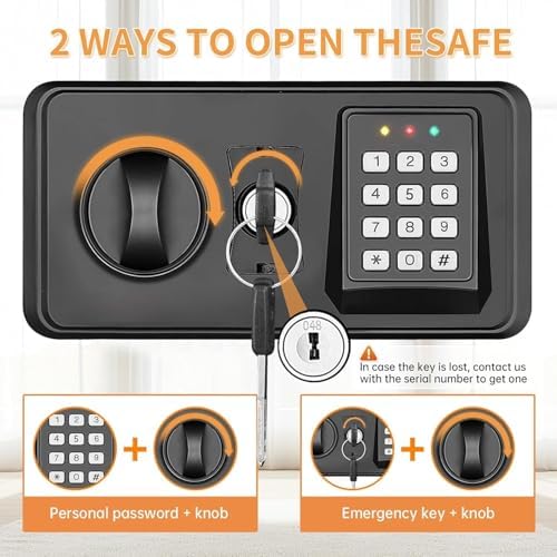 5.2 Cub Large Fireproof Safes for Home Use, Digital Security Safe Home Safes Fireproof Waterproof with Combination Lock and 3 Removable Shelves, Anti-Theft Fire Safe Box for Document Money Valuables - Image 6