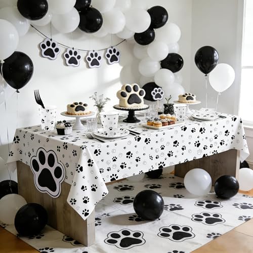 Kochorie 121 Pieces Black Dog Paw Print Party Supplies Tableware Set - Image 6