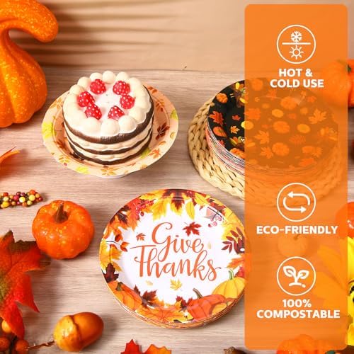 80 Pcs 7 Inch Thanksgiving Pumpkins Paper Disposable Plates - Image 2