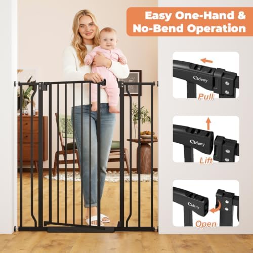 40" Extra Tall Baby Gate No Drilling, Auto Close Dog Gate, Black - Image 4