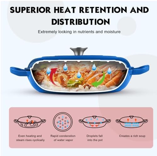 Overmont Enameled Cast Iron Dutch Oven - 3.8 QT Shallow Braiser with Recipe - Image 5