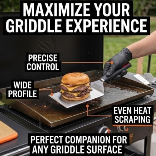 Pork Barrel BBQ Wide Metal Spatula & Grill Scraper - Heavy Duty Stainless Steel XL Hamburger Turner with Rubber Handle for Blackstone Griddle Accessories - Image 3