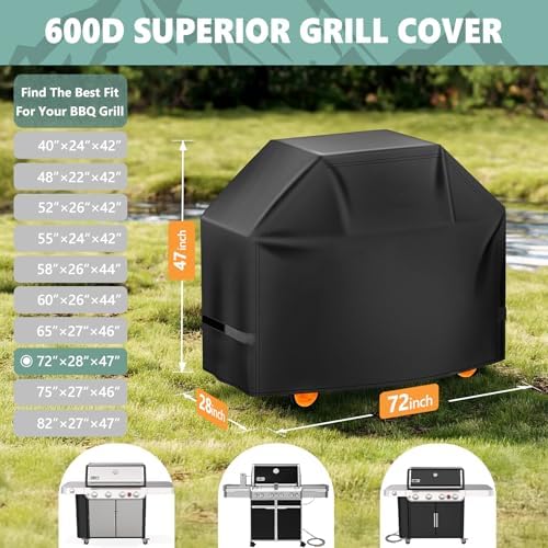 Grill Cover 72 Inch - Superior BBQ Cover for Weber Summit 600 Series Gas Grill - 600D Large Outdoor Barbecue Covers for Weber 6 Burner Summit 670, Summit 620 and Genesis 600, Genesis 400 - Image 2