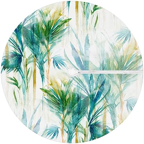 Fitted Round Tablecloth with Umbrella Hole and Zipper Tropical Trees Outdoor Elastic Table Cloth 45"-56" Oil-Proof Waterproof Abstract Tree Patio Table Cover for Picnic Party - Image 6