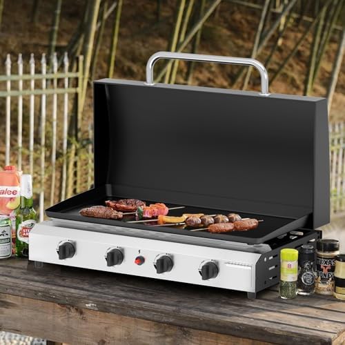 SKOK 4 Burner Gas Griddle with Hood- 30 Inch Outdoor Propane Griddle-60000 BTU Propane Fuelled, Portable Flat Top Gas Grill Camping Griddle with Lid for Kitchen, Outdoor BBQ, Camping - Image 6