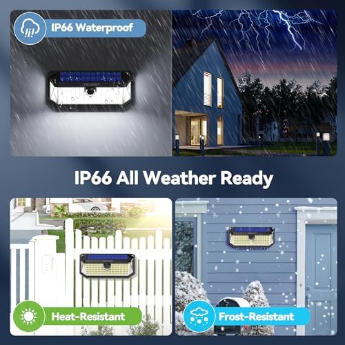 TECKNET 416 LED Solar Lights Outdoor Motion Sensor Waterproof 4200lm,6 Pack - Image 6