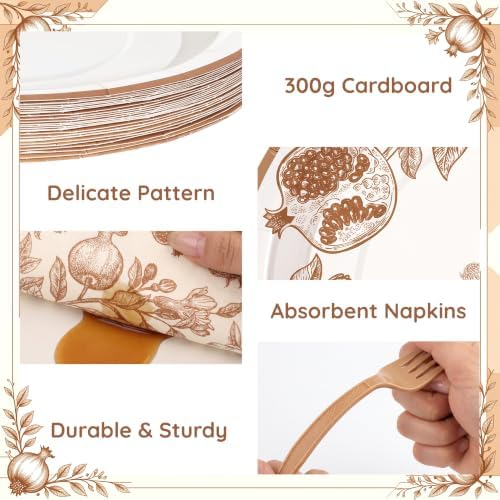100 Pcs Disposable Pomegranate Tableware Set for 25 Guests - Image 6