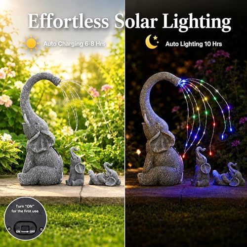 Qeeman Solar Elephant for Garden Decor: Weatherproof Resin Statues - Image 5