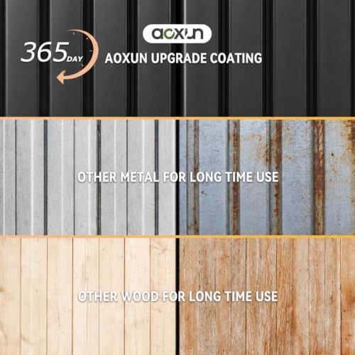 Aoxun 6' x 8' Storage Shed Outdoor Steel Black - Image 6