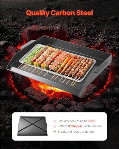 VEVOR Carbon Steel Griddle, 20x16 inch Universal Flat Top Rectangular Plate, Gas Grill Griddle for BBQ Grill, Teppanyaki, Portable Family Cookware, for Camping Tailgating Party - Image 2