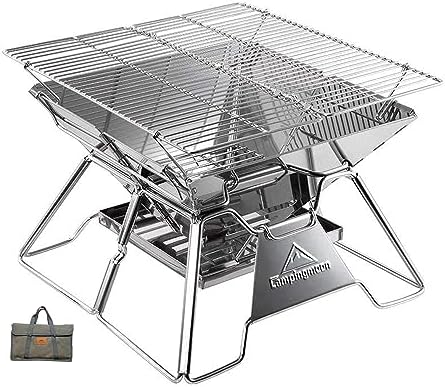 CAMPINGMOON Portable Fire Pit Grill 14 Inch Stainless Steel MT-2 by CAMPINGMOON