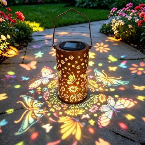Butterfly Colorful Solar Lantern Outdoor Waterproof, Garden Gift by Ziraisys