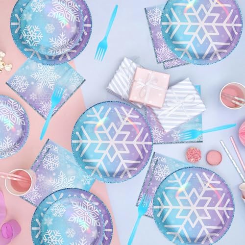 Grencian 96Pcs Blue Frozen Snowflake Party Decoration, Serve 24 - Image 5