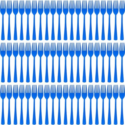 60 Pcs Blue Disposable Plastic Forks Cutlery Heavy Duty Dinnerware Plastic Silverware Flatware for Home Office School Party Picnics Restaurant Outdoor Events or Every Day Use (Blue) by Unknown