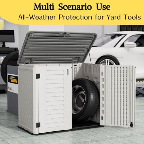 ZZM 4x2.5 FT Outdoor Storage Shed, Resin Waterproof Storage Cabinet for Garden Tools with Lockable Lid,Latch (White) - Image 7