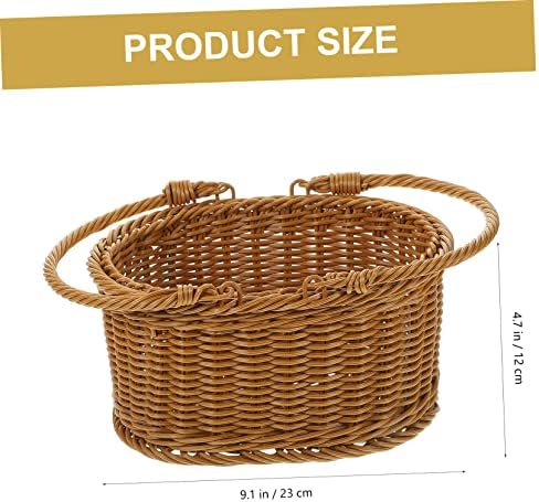 Vintage Woven Picnic Basket with Handles, Portable Outdoor Fruit Storage - Image 4