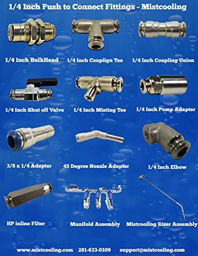 Misting Fittings (Misting Tee W/ 0.008 Mist Nozzle-Pack of 5) by Mistcooling