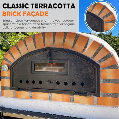 Authentic Pizza Ovens Pizzaioli Traditional Brick Premium Wood-Fired Pizza Oven, Handmade in Portugal, Triple-Insulated, Drop-Down Door, Viewing Window, Thermometer & Baking Dish Included - Image 6