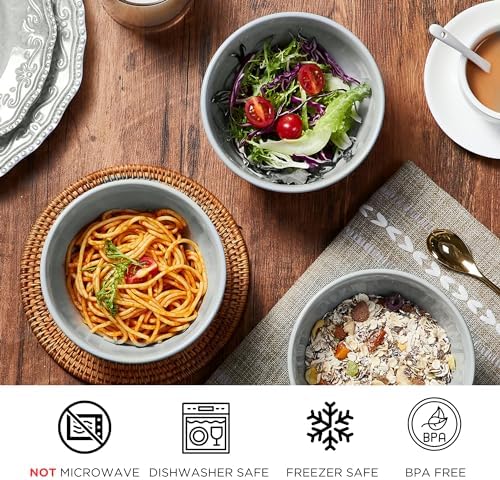 TP 12-Piece Melamine Dinnerware Sets, Service for 4, Relief Grey - Image 2