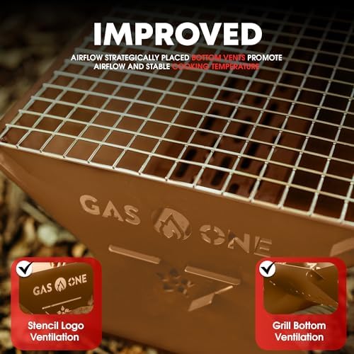 GasOne 15” Portable Charcoal Grill – Foldable BBQ Grill – Camping Grills for Backyard, Bonfire, Patio – Heavy-Duty Portable Fire Pit – Camp Cooking Gear, Brown - Image 4